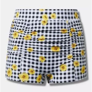 Torrid Gingham and Daisy Ruched Swim Hot Shorts